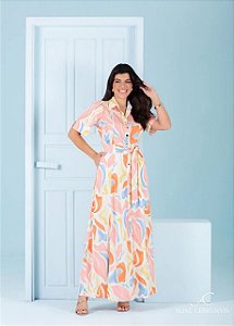Vestido Chemise Bárbara Em Viscolinho Aline Cerkunvis