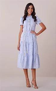 Vestido Midi no Algodão com Cordão Renata Tata Martello