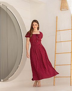 Vestido Buritis Bordô Valentina Sirrah