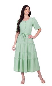 Vestido Em Crepe com botões Max Midi Lyra Verde Hapuk