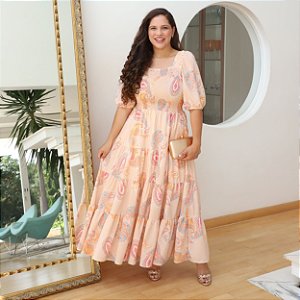 Vestido Em Crepe Silk Premium Caxambu Salmão Valentina Sirrah