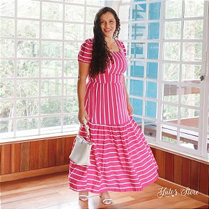 Vestido em Viscose Betânia Pink Valentina Sirrah