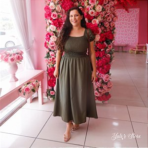 VESTIDO EM CREPE DOBBY MIDI JUAZEIRO (VERDE) VALENTINA SIRRAH
