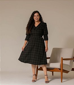 VESTIDO EM ALFAITARIA PIENZA COM ZÍPER PRETO VALENTINA SIRRAH