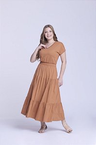 Vestido em malha algodão Caramelo Flávia Hapuk