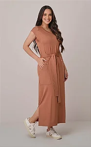 Vestido Maxi Midi com Faixa Pamela - Tata Martello