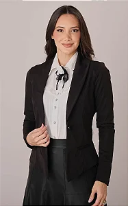 Blazer Curto em Alfaiataria com Gola Alongada Rebeca - Tata Martello