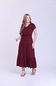 Vestido em Algodão Flavia Marsala - Hapuk