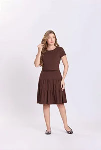 Vestido em Malha de Algodão Sustentável Sandy Marrom - Hapuk