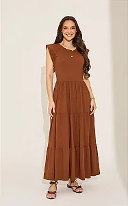 Vestido Longo na Malha Comfy Brenda Marrom - Tata Martello