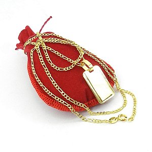 Corrente Masculina 70cm 2mm Placa Folheado Ouro 18k CR431