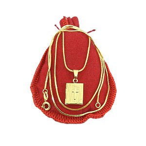 Corrente Masculina 60cm 1mm Relicário Folheado Ouro CR149