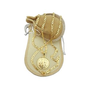 Corrente Masculina 70cm 3mm São Bento Folheado Ouro CR174