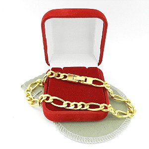 Pulseira Masculina 25cm 7mm Largura Folheada Ouro 18k PL101