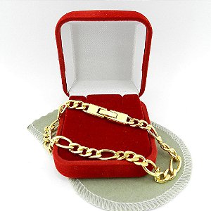 Pulseira Masculina 22cm 6mm Largura Folheada Ouro 18k PL104