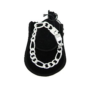 Pulseira Masculina 20cm 1cm Largura Folheada Prata PL115