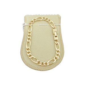 Pulseira Masculina 23cm 7mm Largura Folheada Ouro 18k PL117