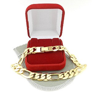 Pulseira Masculina 24cm 1cm Largura Folheado Ouro 18K PL452