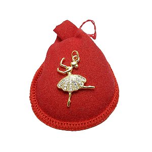 Pingente Bailarina 30mm Zirconia Folheado Ouro 18k Pi229