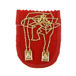 Escapulário Masculino 70cm 1mm Folheado Ouro 18k GG209