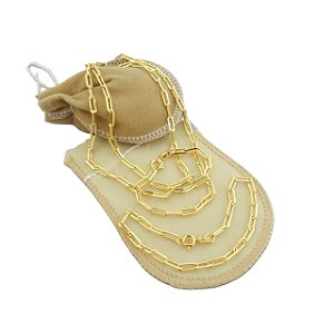 Corrente Masculina 80cm 3mm Pulseira Folheada Ouro 18K CR681