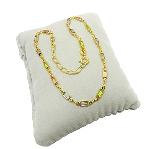 Tornozeleira Feminina 23/28cm Colorida Folheado Ouro Tz106