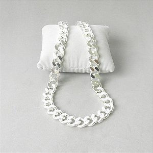 Corrente Masculina 50cm 13mm Largura Folheada Prata CR243