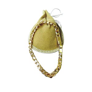Pulseira Masculina 19cm 7mm Largura Folheado Ouro 18k PL490