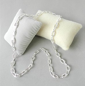 Corrente Masculina 80cm 8mm Largura Folheada Prata CR241