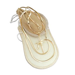 Corrente Masculina 80cm 3mm Cruz Folheado Ouro 18k CR803