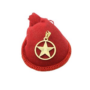 Pingente Estrela 5 Pontas 25mm Folheada Ouro 18k Pi219