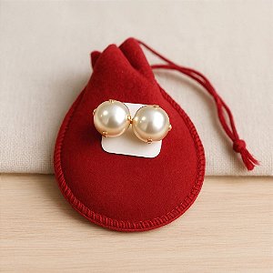 Brinco Feminino Perola 10mm Kit 2 Pares Folheado Ouro Br525