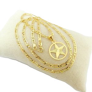 Corrente Masculina 80cm 4mm Estrela Folheado Ouro 18k CR806