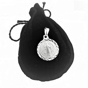 Pingente São Bento 18mm Banhado Prata Pi105