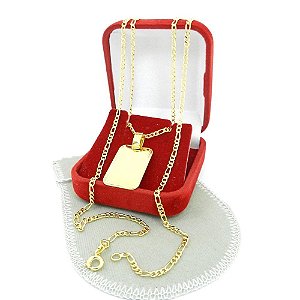Corrente Masculina 50cm 2mm Placa Folheado Ouro 18k CR432