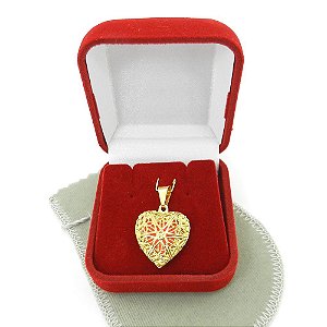 Pingente Coração Aromatizado 2cm Folheado Ouro 18k Pi221