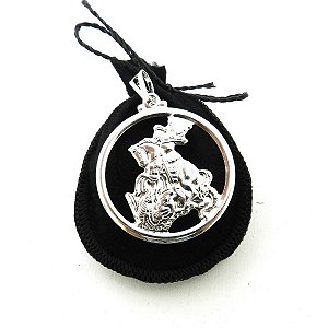 Pingente São Jorge 3cm Banhado Prata Pi129