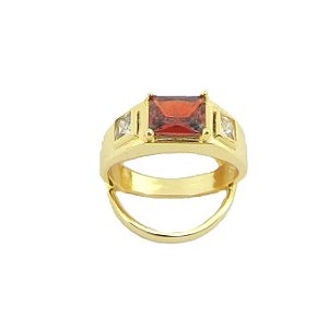Anel Masculino Aro 22 Vermelho Folheado Ouro 18k AN170