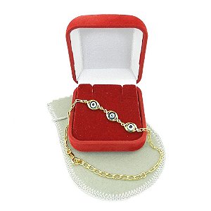 Pulseira Feminina 17/22cm Olho Grego 6mm Folheado Ouro Pl271