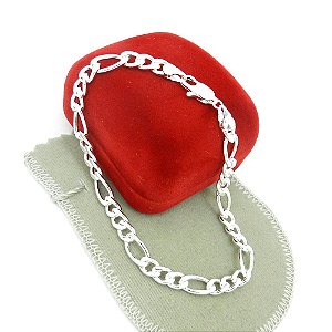 Pulseira Masculina 23cm 6mm Largura Folheada Prata PL204