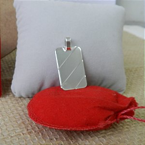 Pingente Placa 30mm Folheado Prata Pi141