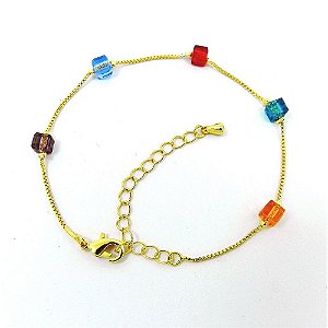 Pulseira Feminina 16/21cm Ciganinho Folheado Ouro PL504