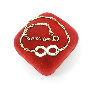 Pulseira Feminina 16/21cm 1mm Infinito Folheado Ouro Pl241