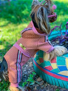 Macacão Para Cachorro Matelassê Rose Gold