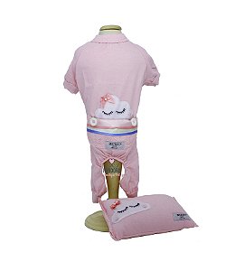 Pijama + travesseiro DuDog Vest Nuvem Rosa Lacinho