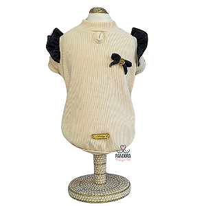 Camiseta para Cachorro DuDog Vest Babado E Laço Creme