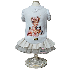 Conjunto de Roupa para Cachorro Branco e Off White