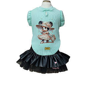 Conjunto de Roupa para Cachorro Verde e Preto