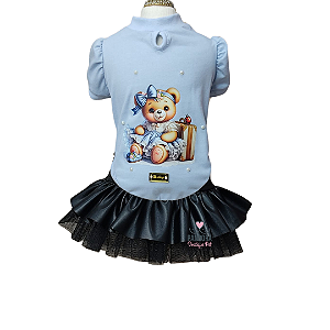 Conjunto de Roupa para Cachorro Azul e Preto