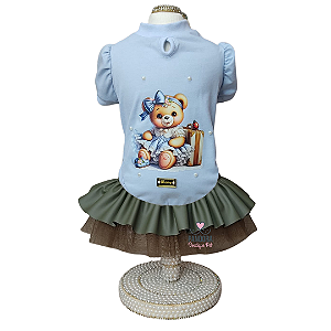 Conjunto de Roupa para Cachorro Azul e Verde Militar